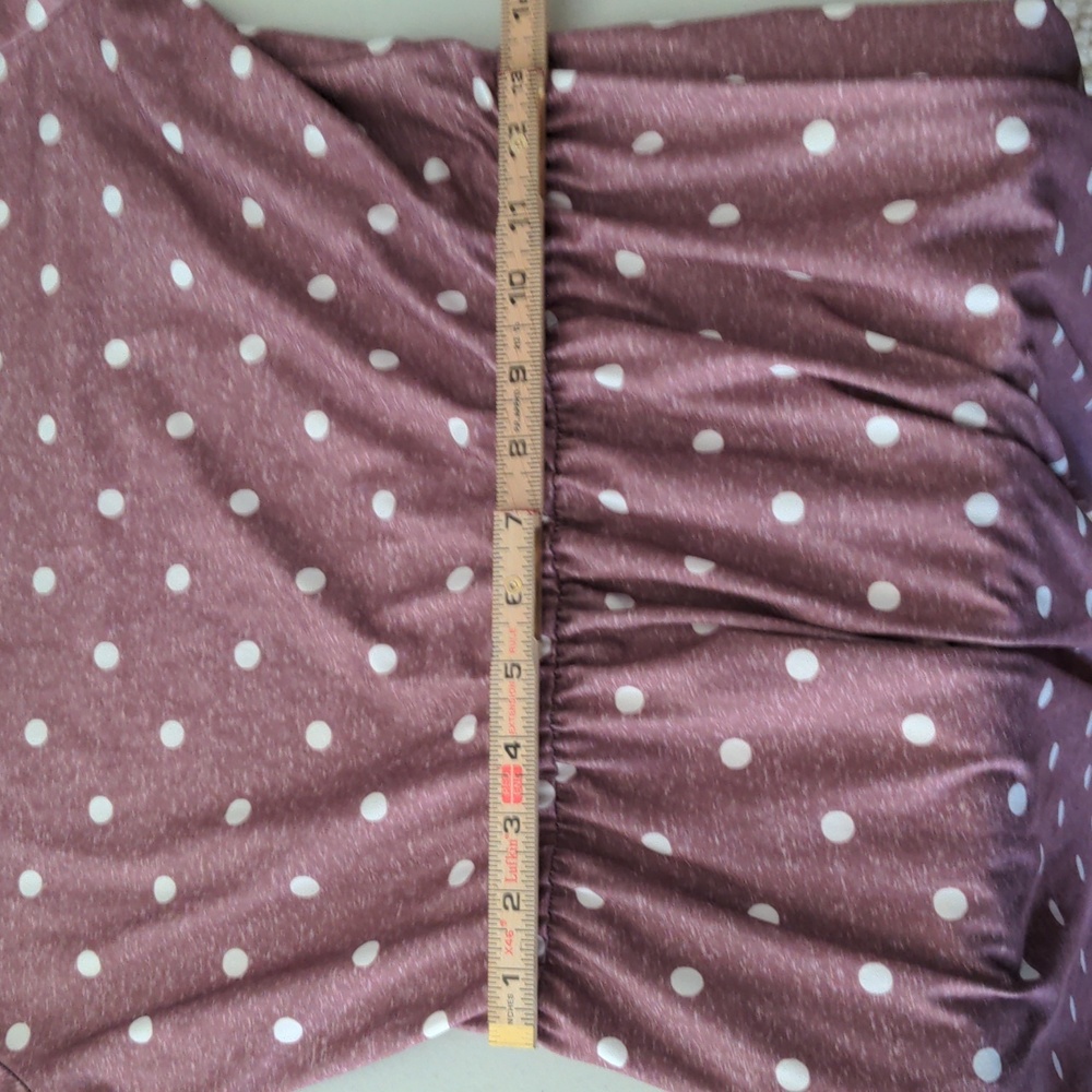 La la la Women's Size M Short Sleeve Polka Dot One Piece Popover Dress w/Pockets - Picture 9 of 10